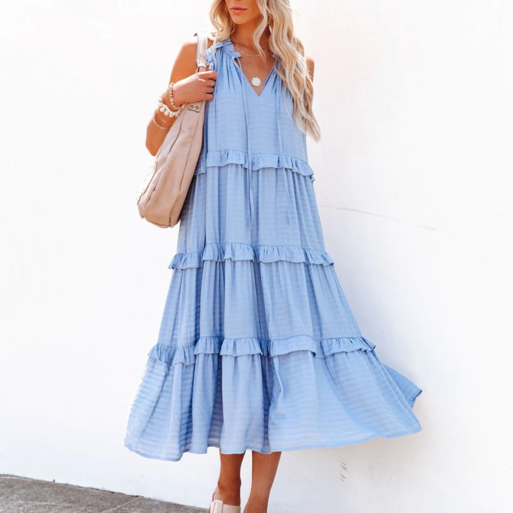 &Merci midi dress dusty blue